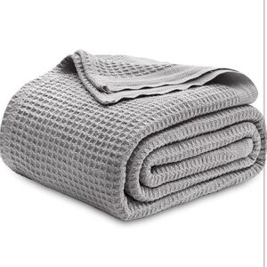 NEW ✨ Bedsure 100% Cotton Blanket Grey XL Twin